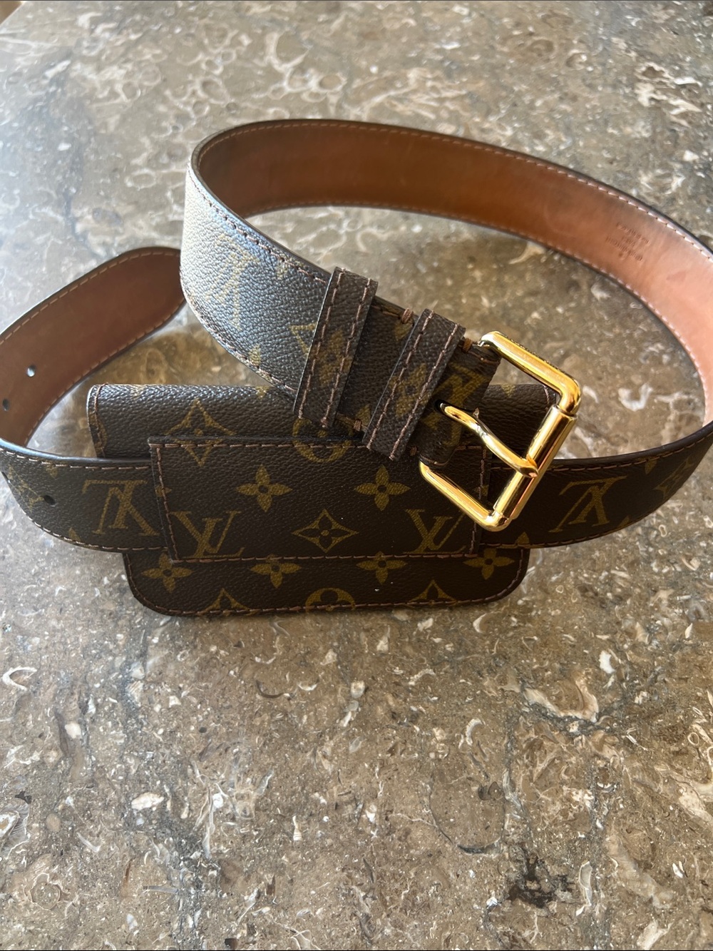 Louis Vuitton Monogram Canvas Belt with Coin Pouch